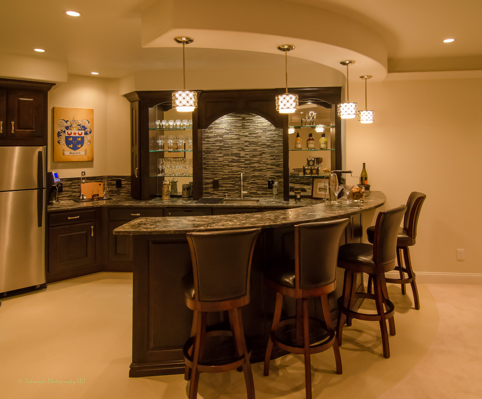 This is an example of a traditional home bar in Denver.