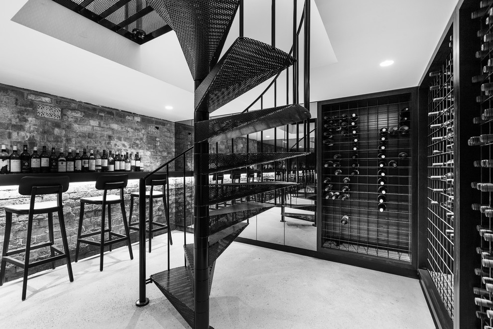 Example of a minimalist wine cellar design in Melbourne