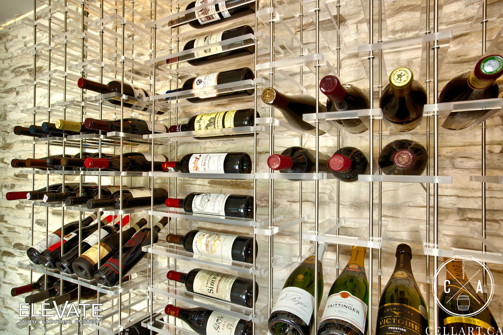 Wine cellar - contemporary wine cellar idea in Montreal