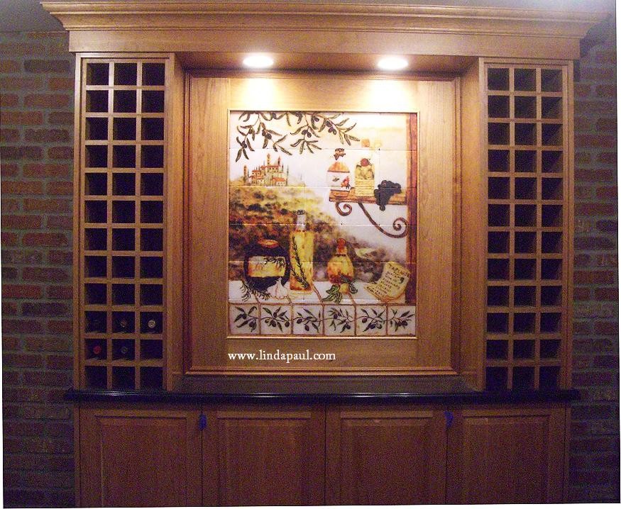 Fabulous tile art murals for wine cellars Traditional Wine Cellar