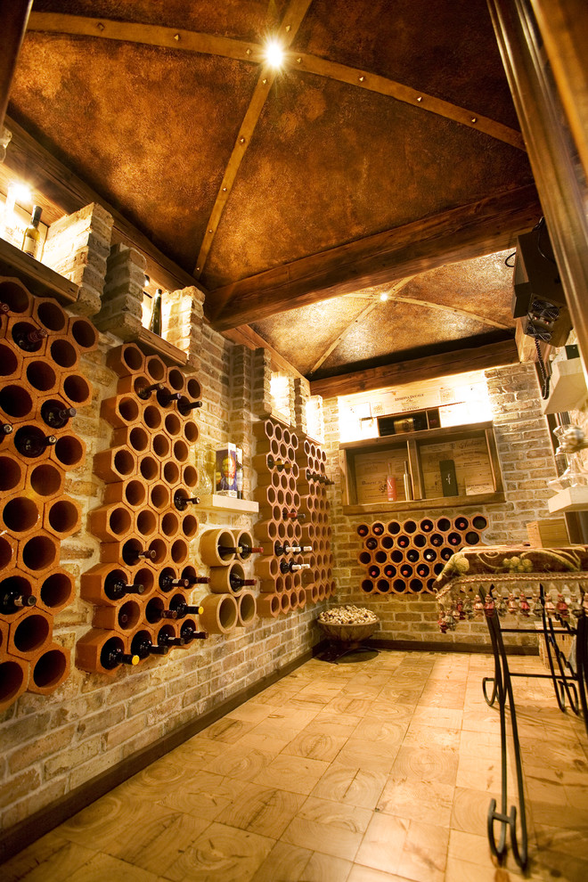 Inspiration for a mediterranean wine cellar remodel in Chicago