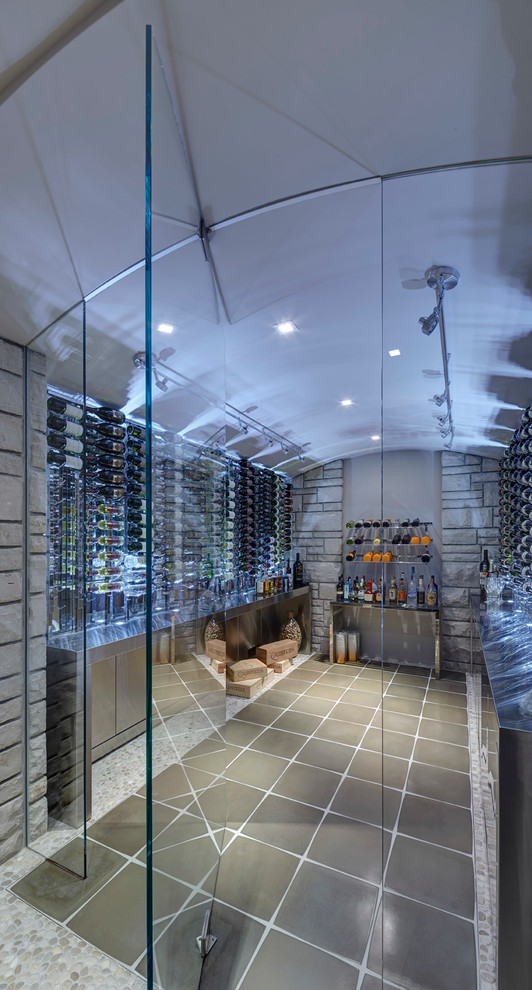 Inspiration for a contemporary wine cellar in Detroit.