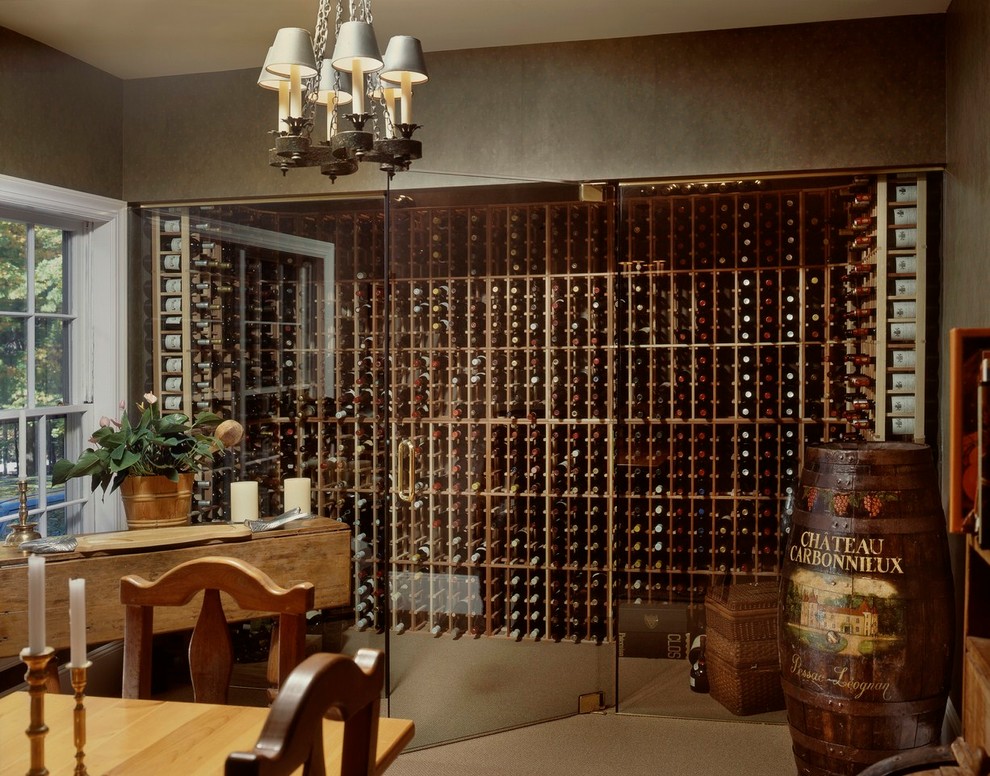 Frameless Wine Room Glass Doors Contemporary Wine Cellar New York