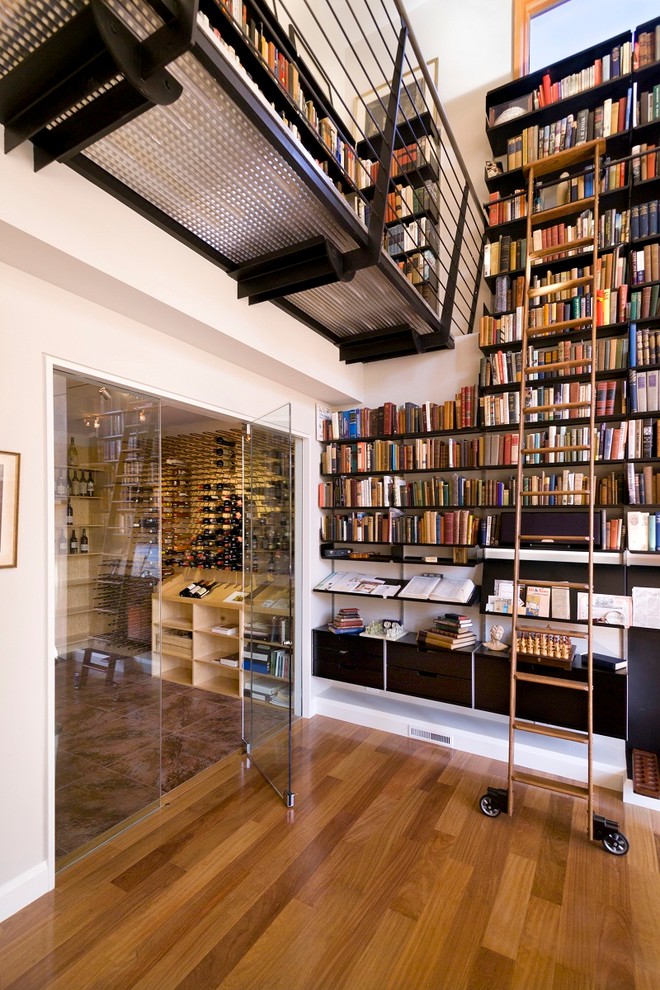 Frameless Wine Room Glass Doors Contemporary Wine Cellar New York