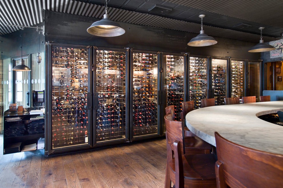 Frameless Wine Room Glass Doors Contemporary Wine Cellar New York