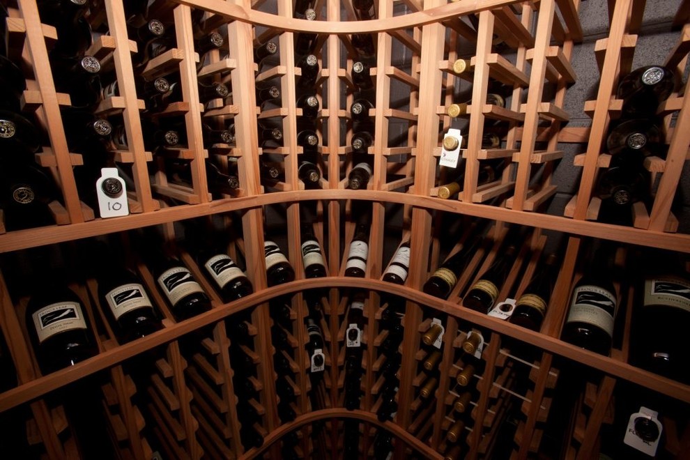 Design ideas for a modern wine cellar in San Francisco.