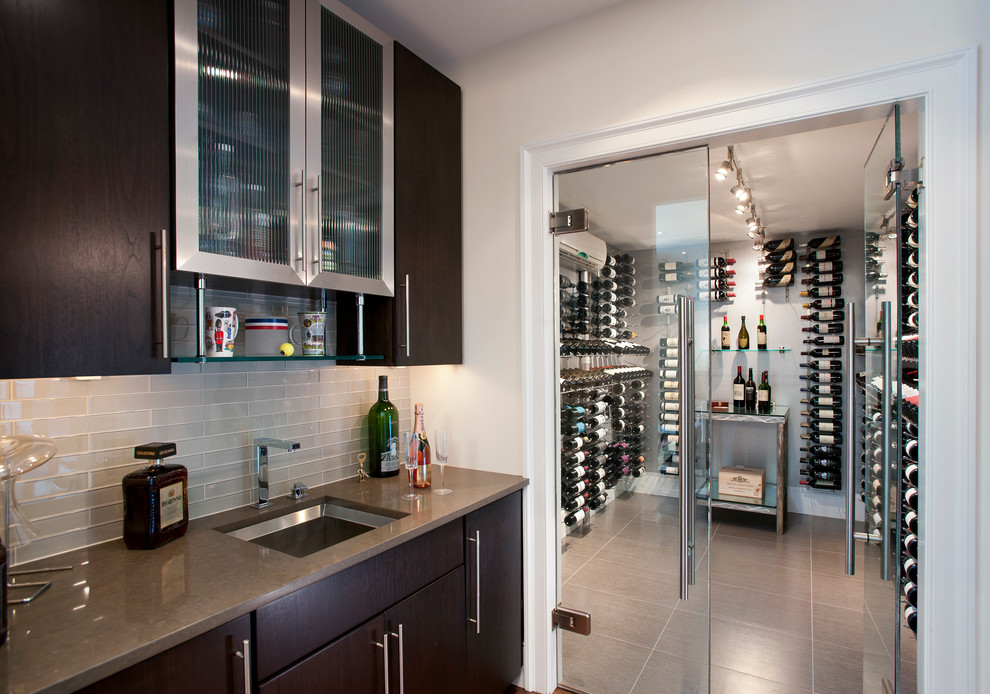 Inspiration for a contemporary wine cellar in Philadelphia with display racks.