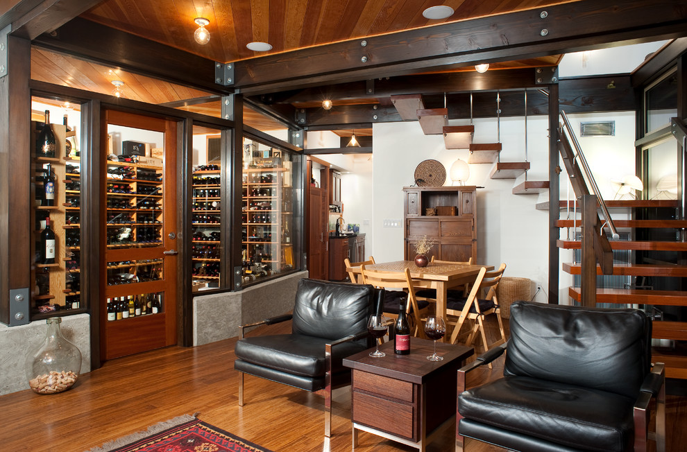 Inspiration for an industrial wine cellar remodel in Los Angeles