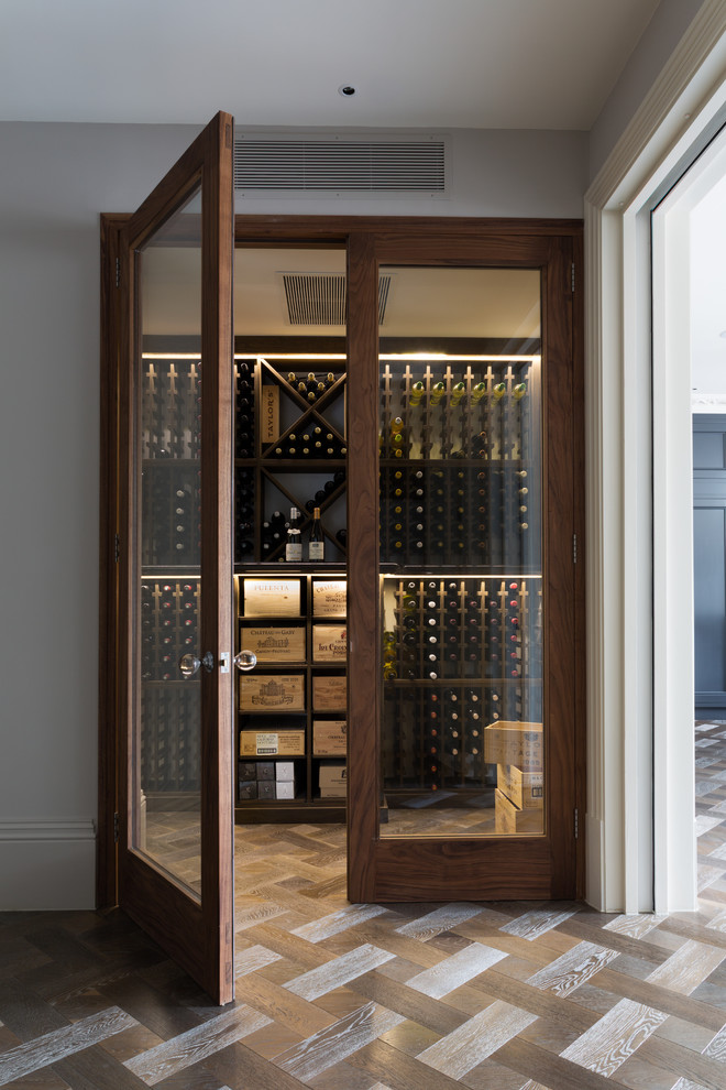 This is an example of a modern wine cellar in London.