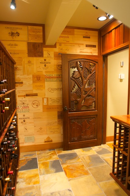 Hand Carved Solid Mahogany Wood Wine Cellar Doors by ETO Doors