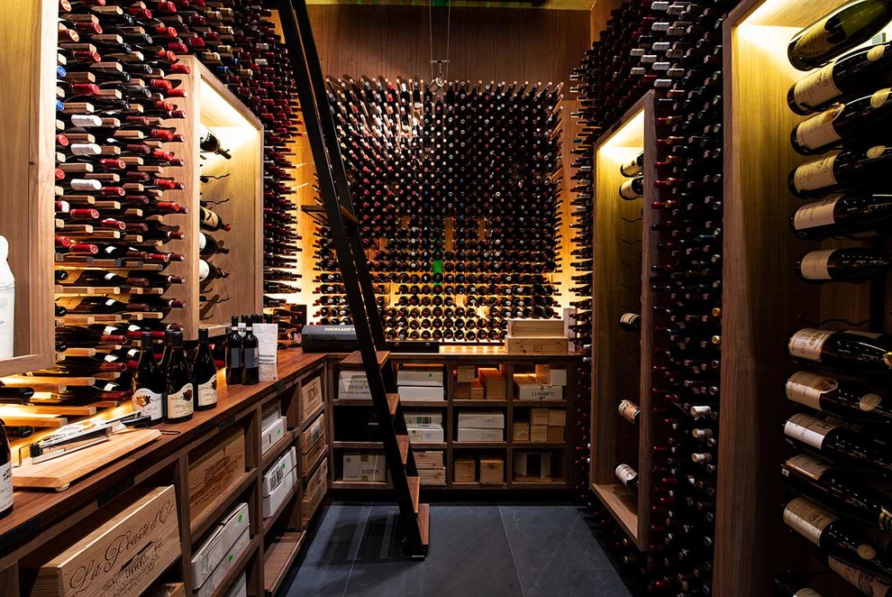 Design ideas for a medium sized contemporary wine cellar in Montreal.