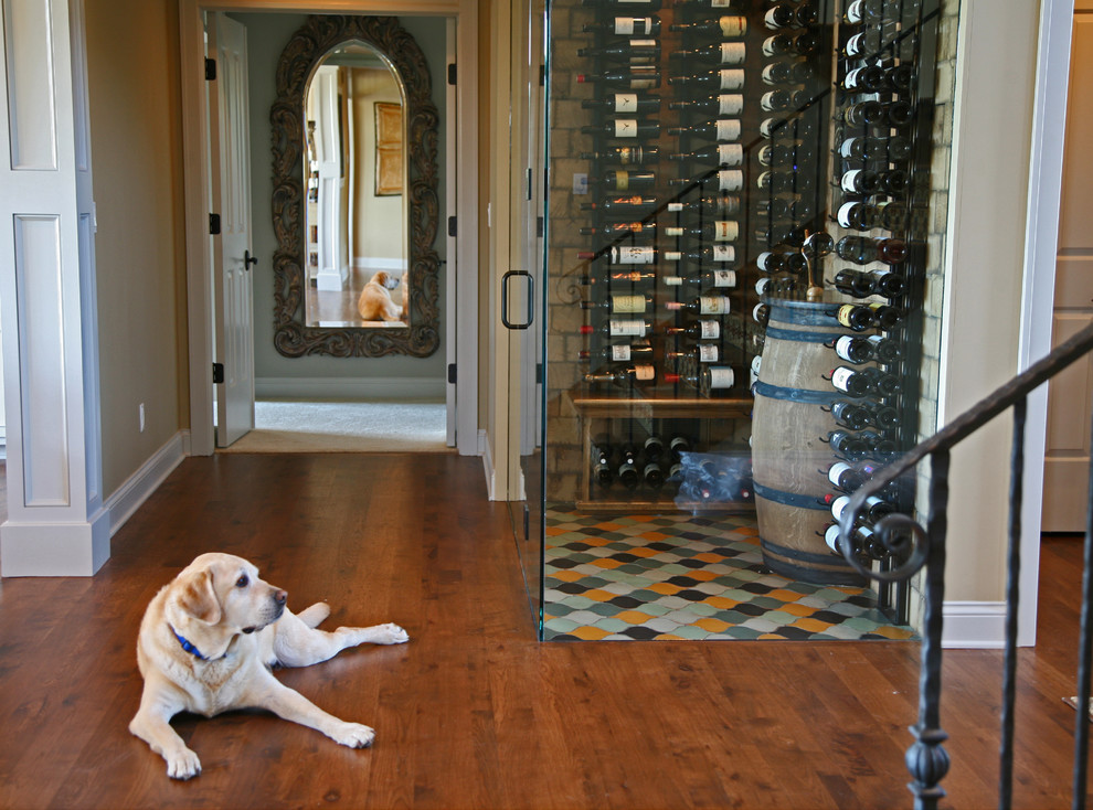 Classic wine cellar in Milwaukee with multi-coloured floors.