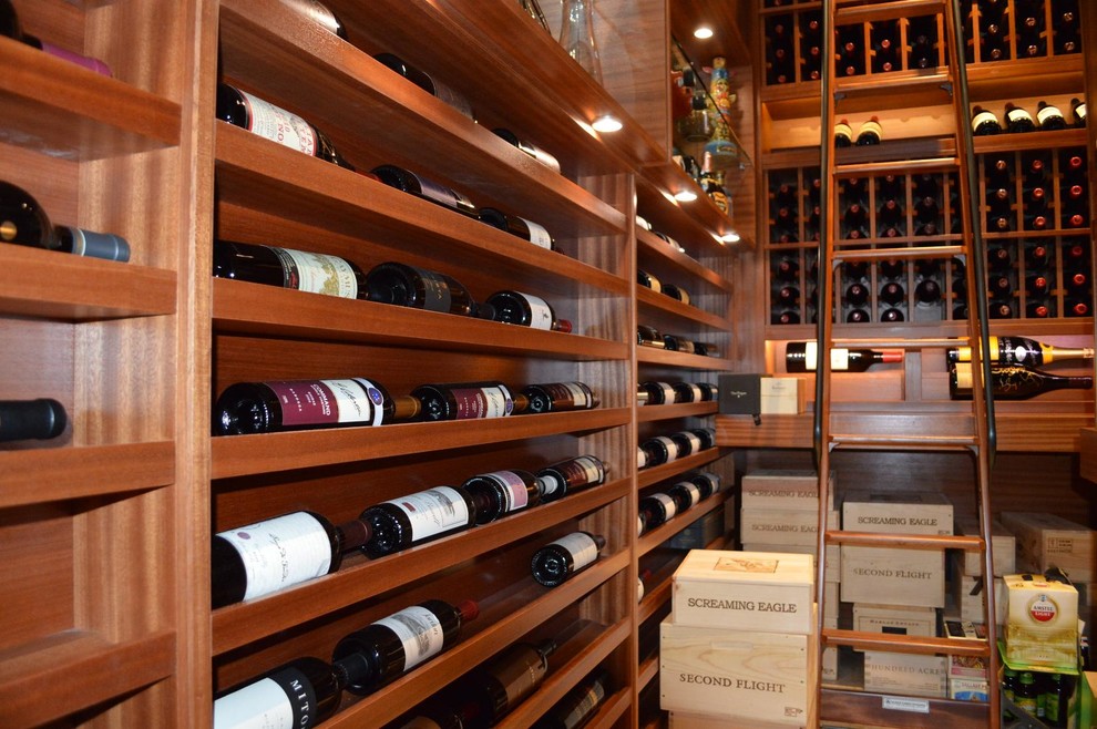Inspiration for a large traditional wine cellar in San Diego with storage racks.