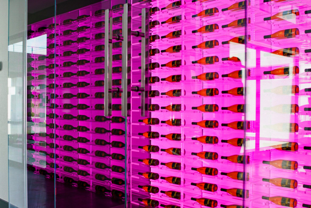 Wine cellar - mid-sized contemporary wine cellar idea in Las Vegas with storage racks