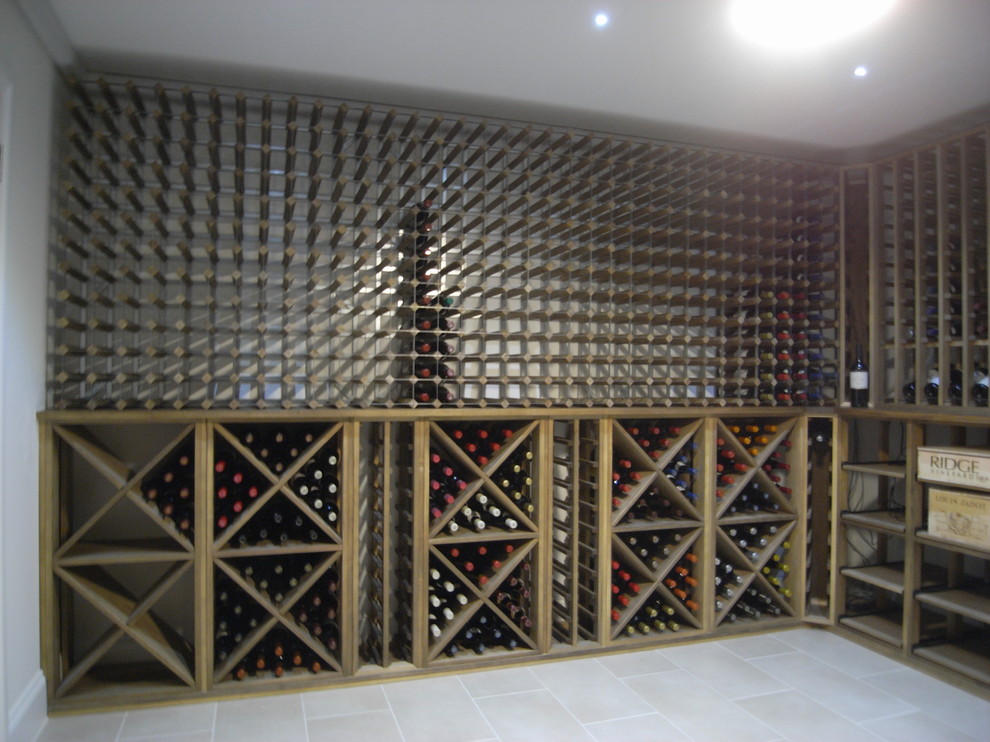 Inspiration for a contemporary wine cellar remodel in Essex