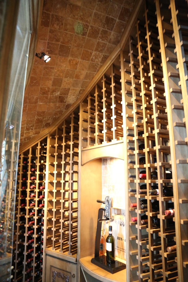 Luxury Custom Riverfront Mediterranean Traditional Wine Cellar