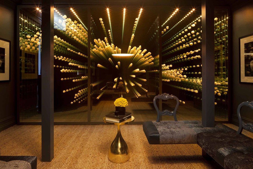 Inspiration for a huge modern wine cellar remodel in Los Angeles with storage racks