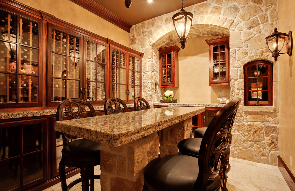 Wine cellar - mediterranean wine cellar idea in Dallas