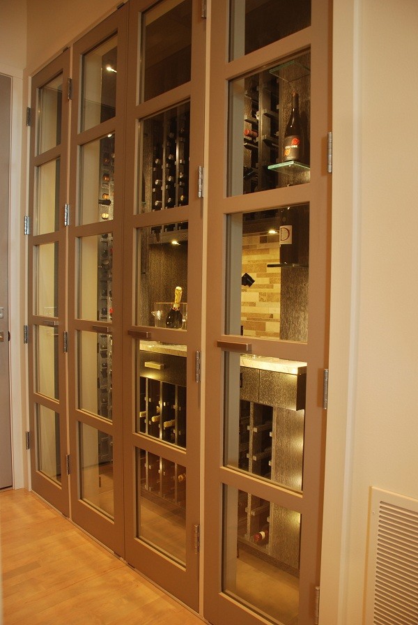 Inspiration for a modern wine cellar remodel in Seattle