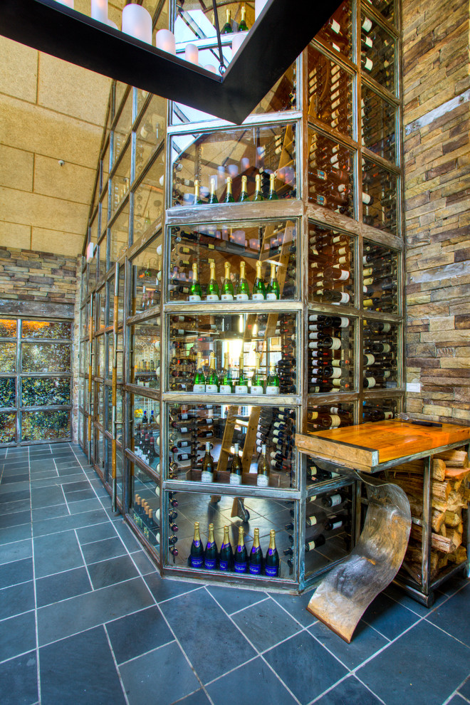 Inspiration for an eclectic wine cellar in New York.