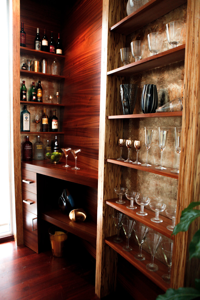 Example of a minimalist wine cellar design in Boston