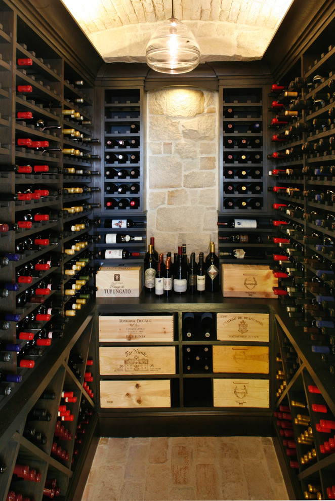 Wine cellar - coastal wine cellar idea in Orange County