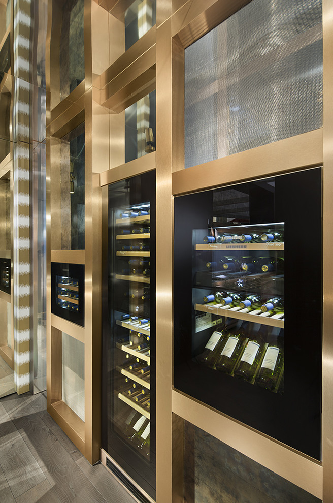 This is an example of a contemporary wine cellar in Miami.
