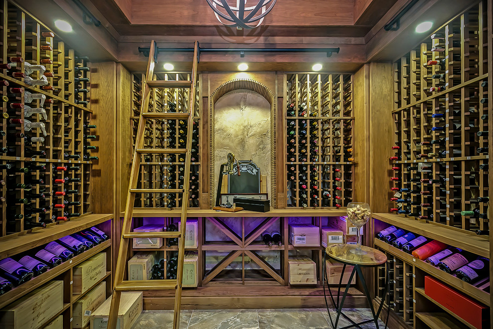 Cette photo montre une cave à vin craftsman.