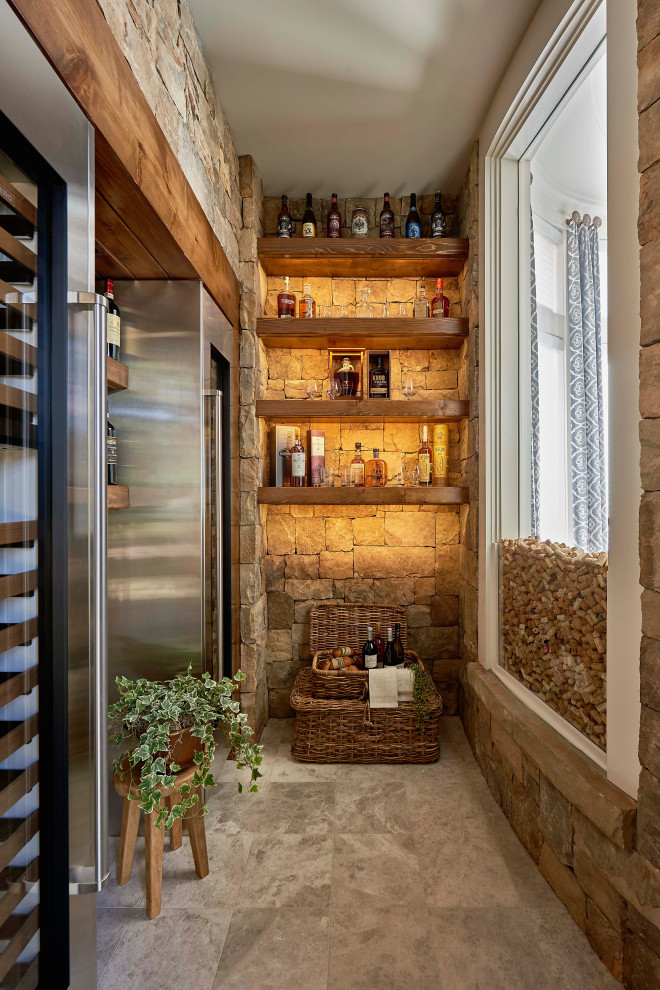 Design ideas for a rustic wine cellar in Raleigh.