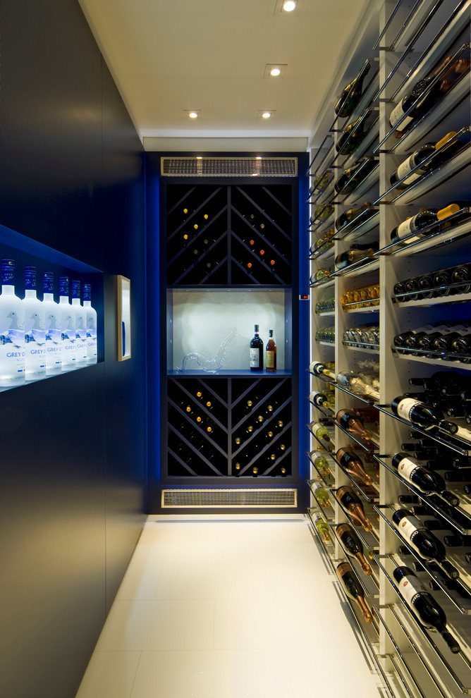 Idée de décoration pour une cave à vin minimaliste de taille moyenne avec un présentoir.
