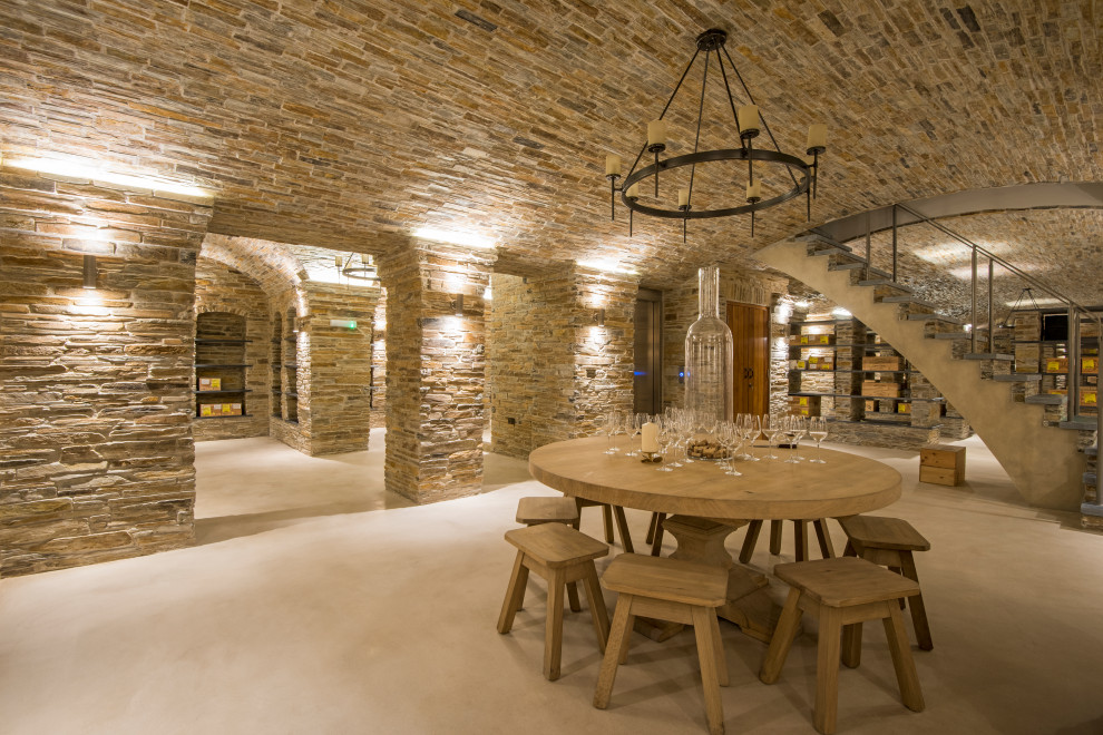 Design ideas for a rustic wine cellar in London.