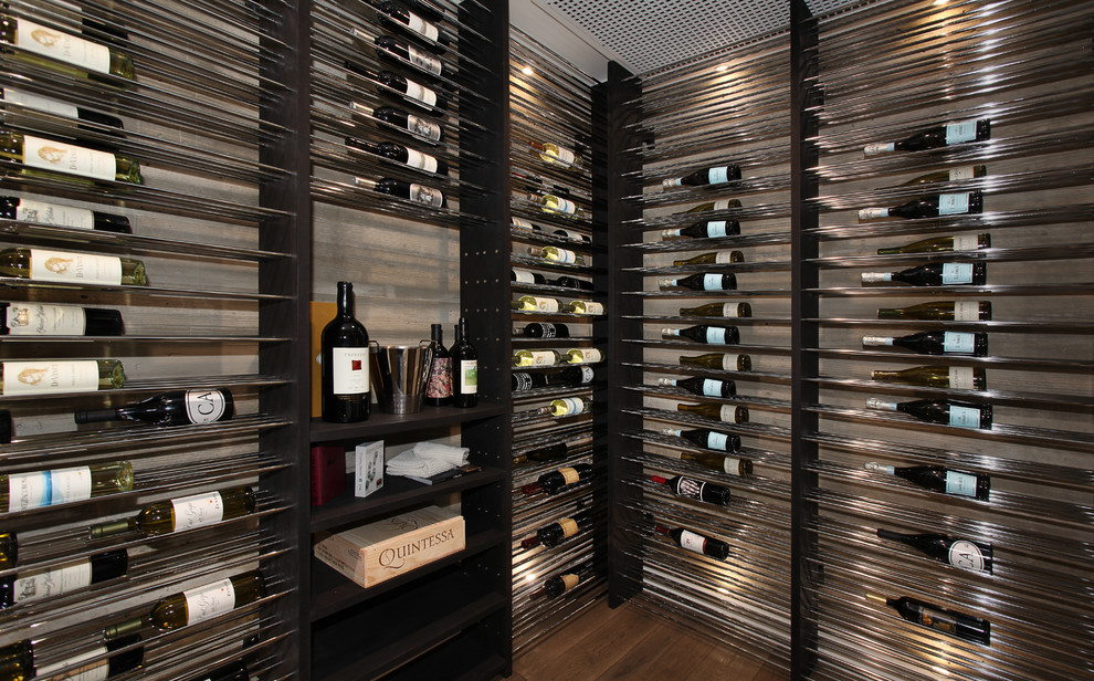 Design ideas for a contemporary wine cellar in Orange County.