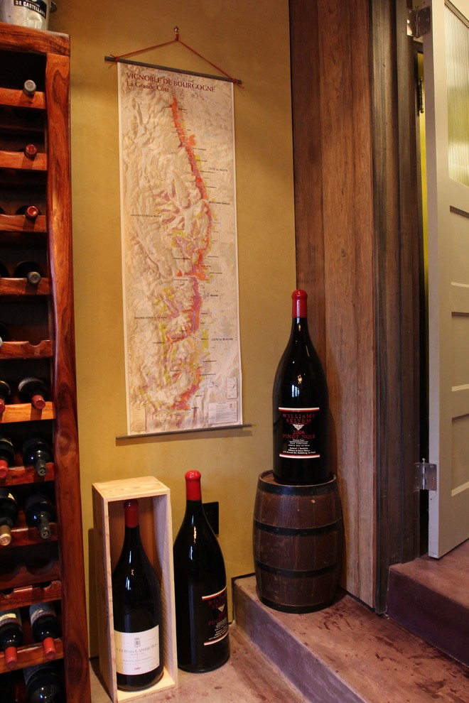 Inspiration for an eclectic wine cellar in San Francisco.