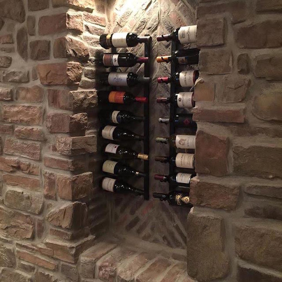 Design ideas for a small traditional wine cellar in Philadelphia with storage racks and medium hardwood flooring.