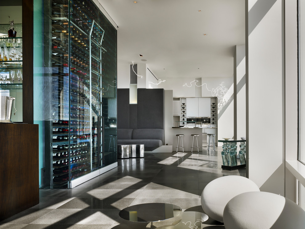 Photo of an expansive contemporary wine cellar in Philadelphia with storage racks.