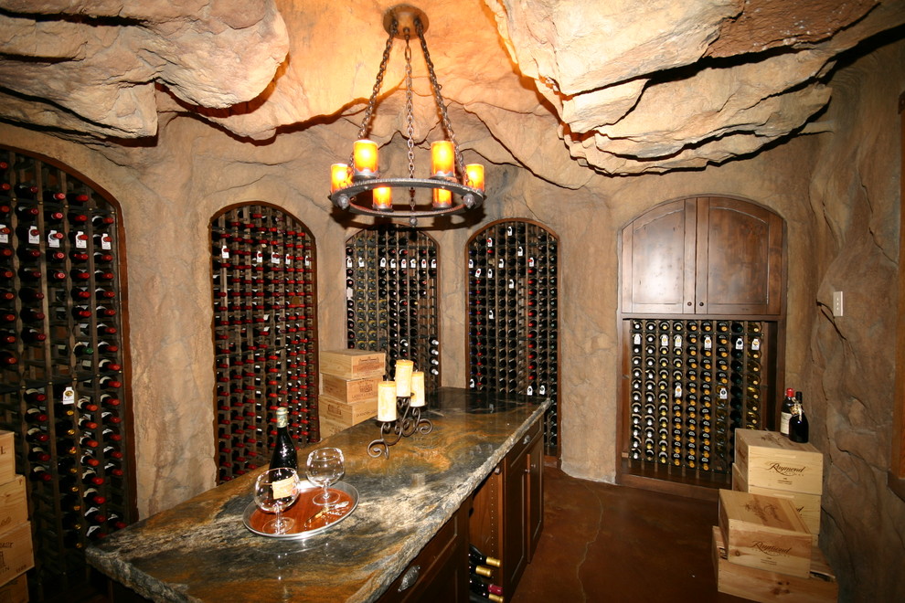 This is an example of a bohemian wine cellar in Denver.