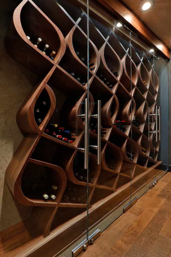 Q Curve Wine Wall Custom Wine Racking By Genuwine Cellars Contemporary Wine Cellar New