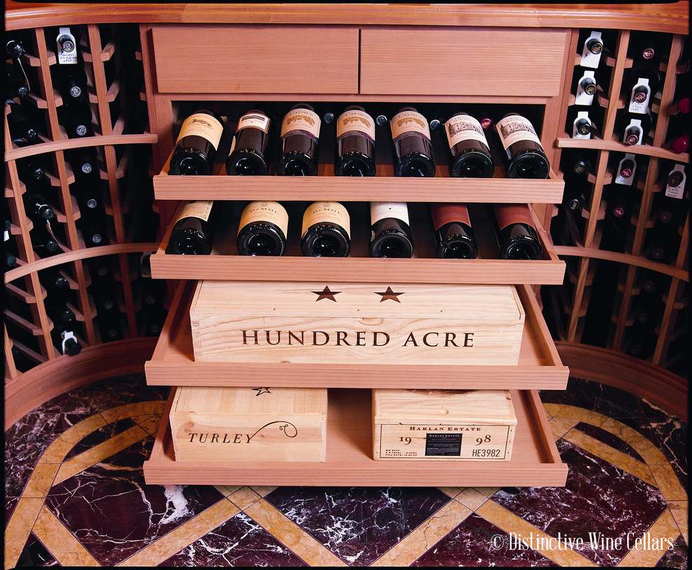 Design ideas for a large traditional wine cellar in Cincinnati with marble flooring and storage racks.
