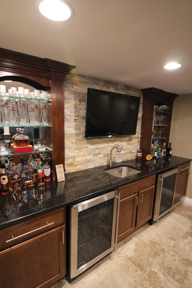 Inspiration for a contemporary home bar remodel in Detroit