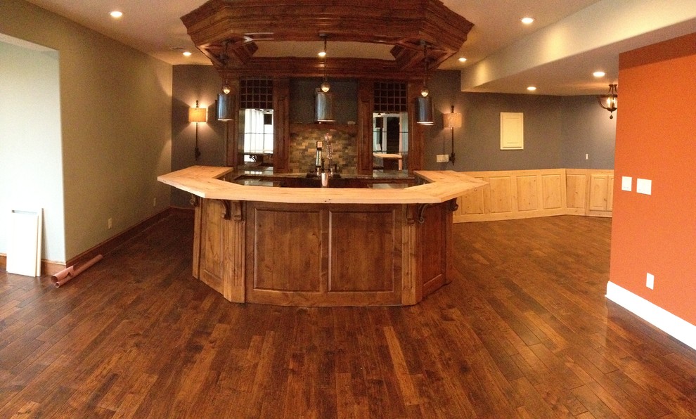rustic alder bar Traditional Wine Cellar Kansas City by CUSTOM