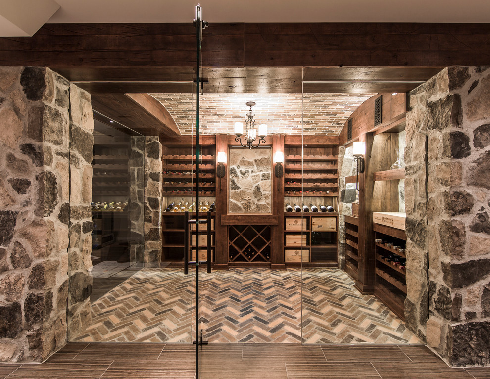 Design ideas for a rustic wine cellar in Toronto.