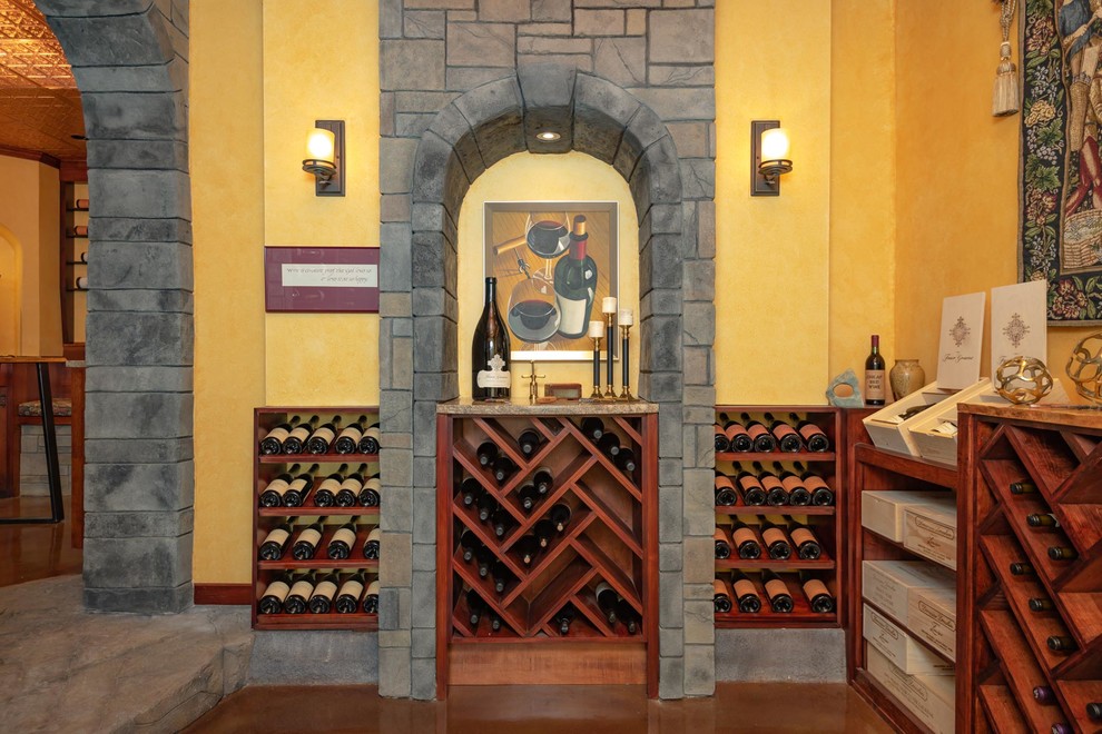 Inspiration for a large rustic wine cellar in Portland.