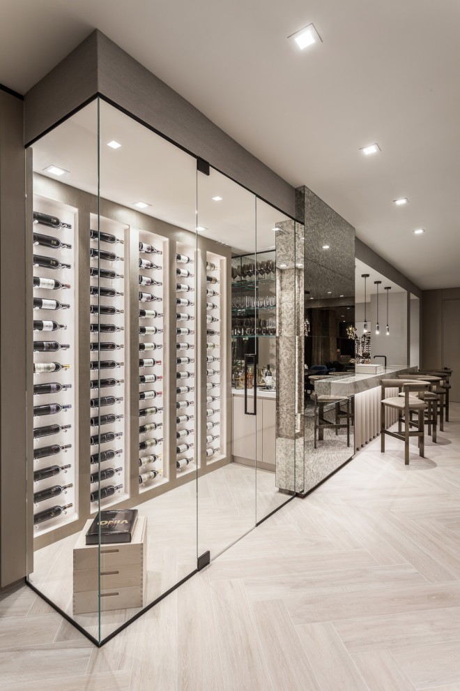 Design ideas for a contemporary wine cellar in Miami.