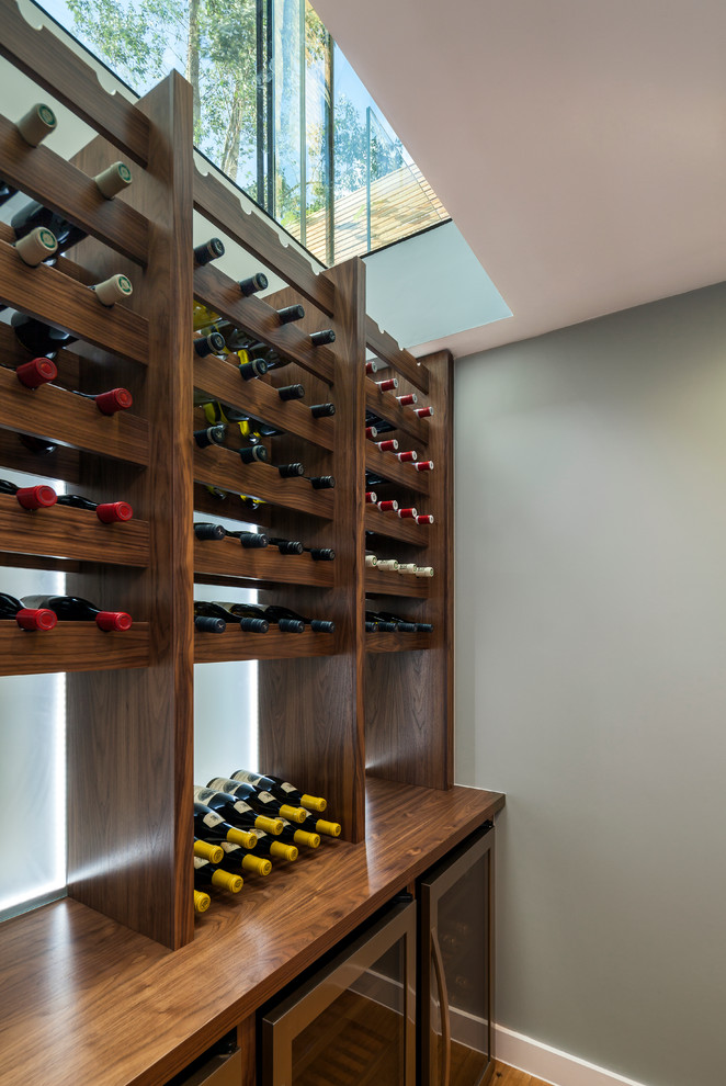 Photo of a contemporary wine cellar in London.