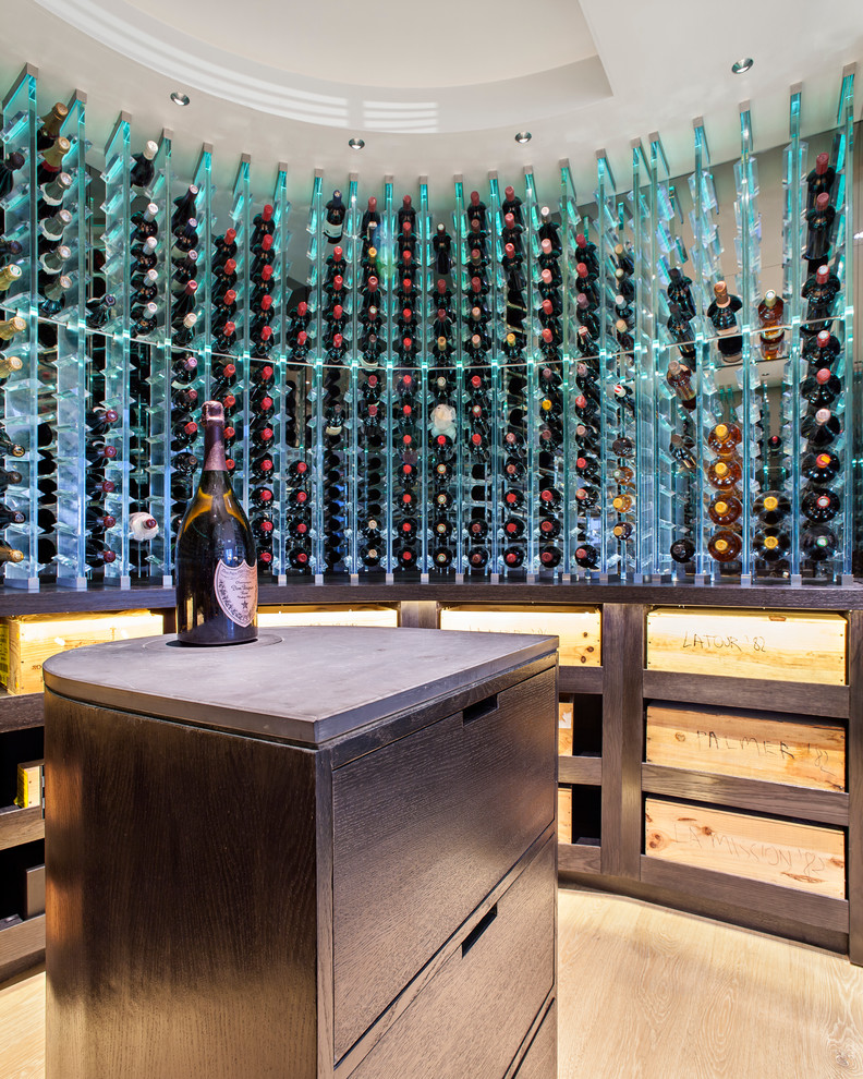 Design ideas for a contemporary wine cellar in London.