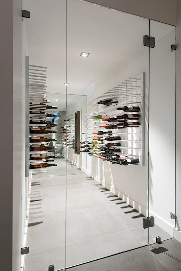 Example of a huge minimalist wine cellar design in San Francisco