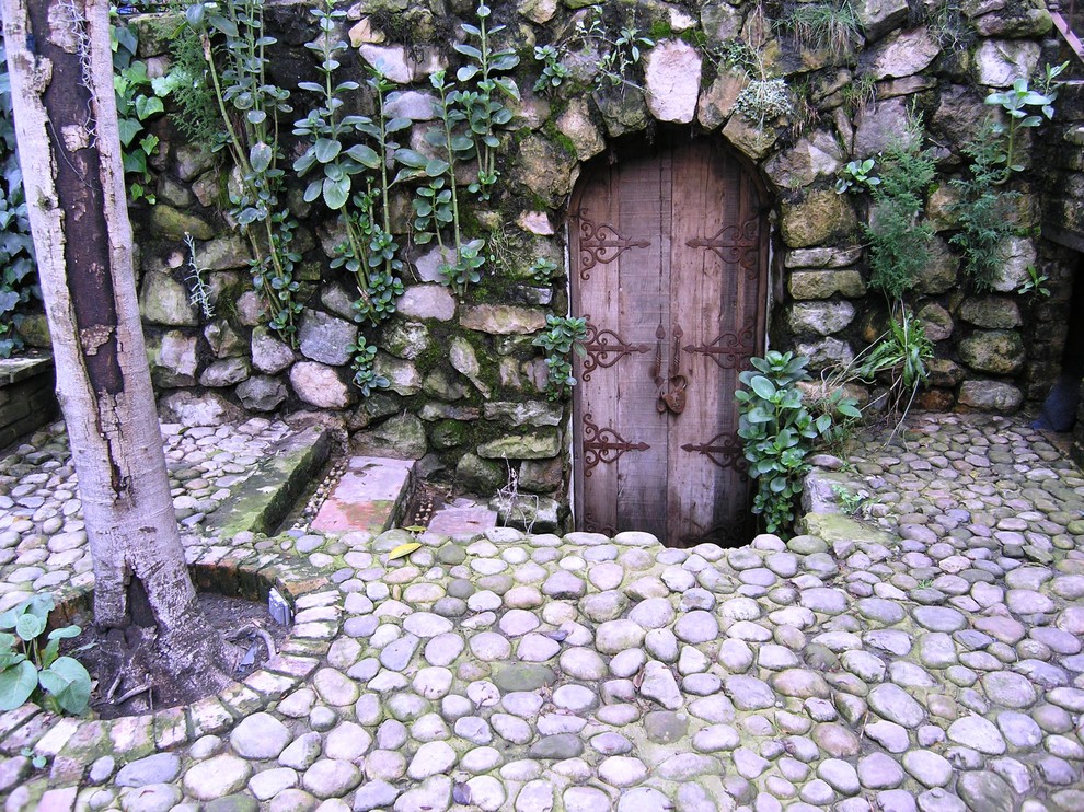 Photo of a bohemian wine cellar.