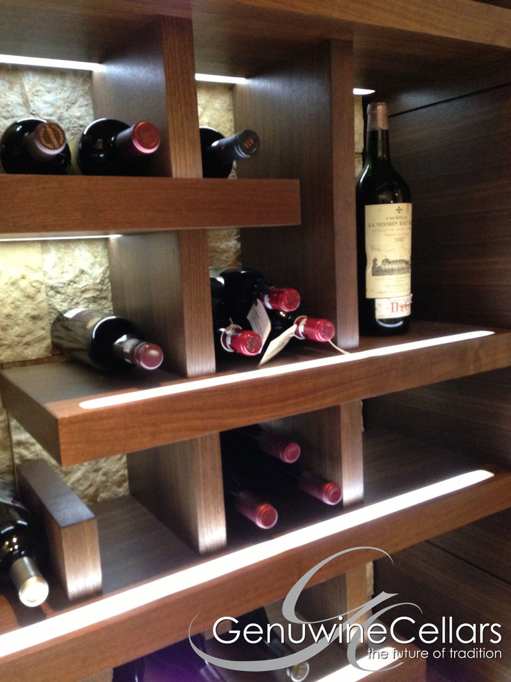 This is an example of a contemporary wine cellar in Minneapolis.