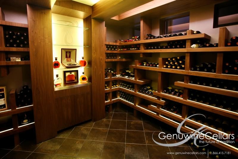 This is an example of a contemporary wine cellar in New York.