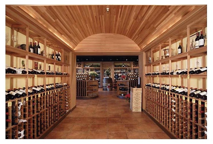 Tongue & Groove Radius Ceiling Traditional Wine Cellar Cincinnati